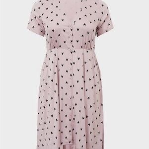 Torrid 2X Blush Pink Midi Dress with Chevron designs.